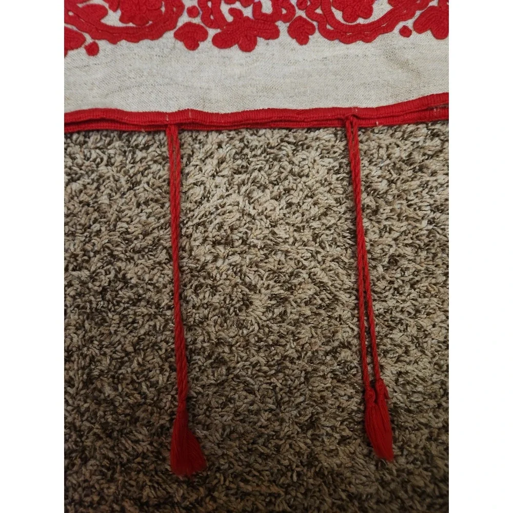 Vintage Hungarian Kalotaszeg Hand Embroidered Pillow Case Red Írásos Folk Art